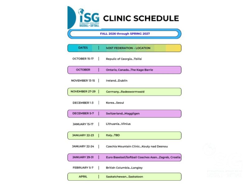2026-27 Clinic Schedule Announced - ISG Baseball-Softball